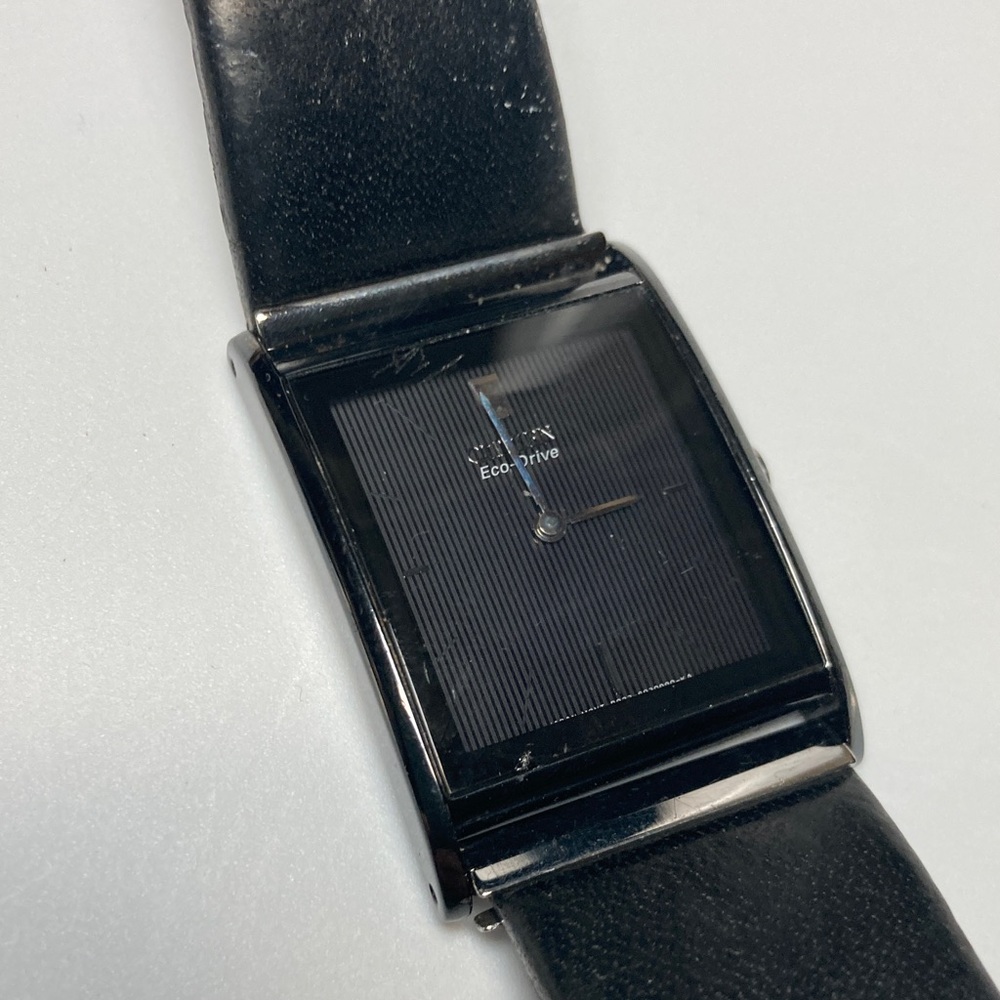 Citizen Eco Drive, parts or restore, untested, black dial, NO BATTERY.